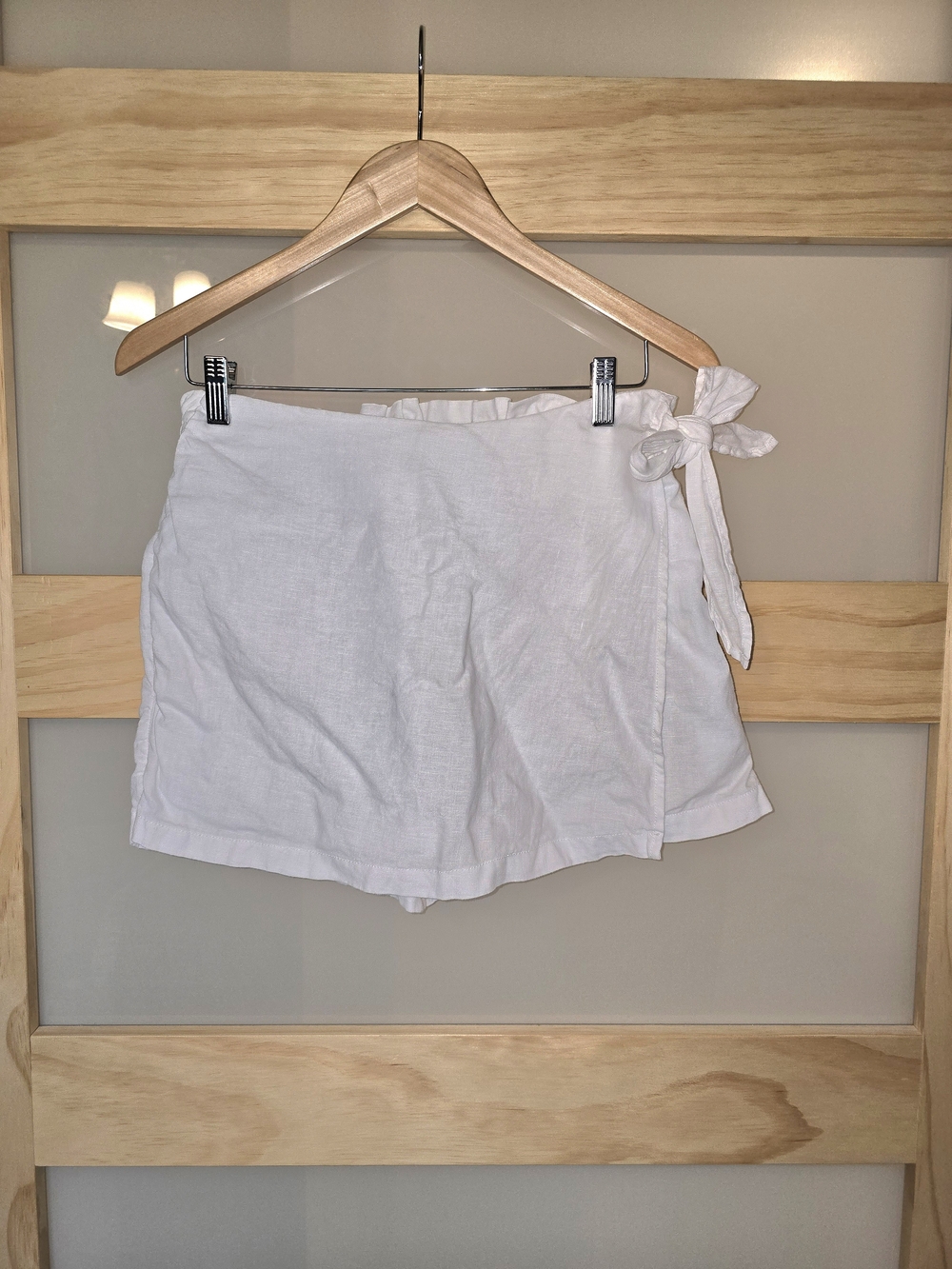 Christian Siriano White Linen Skort with Side Tie
